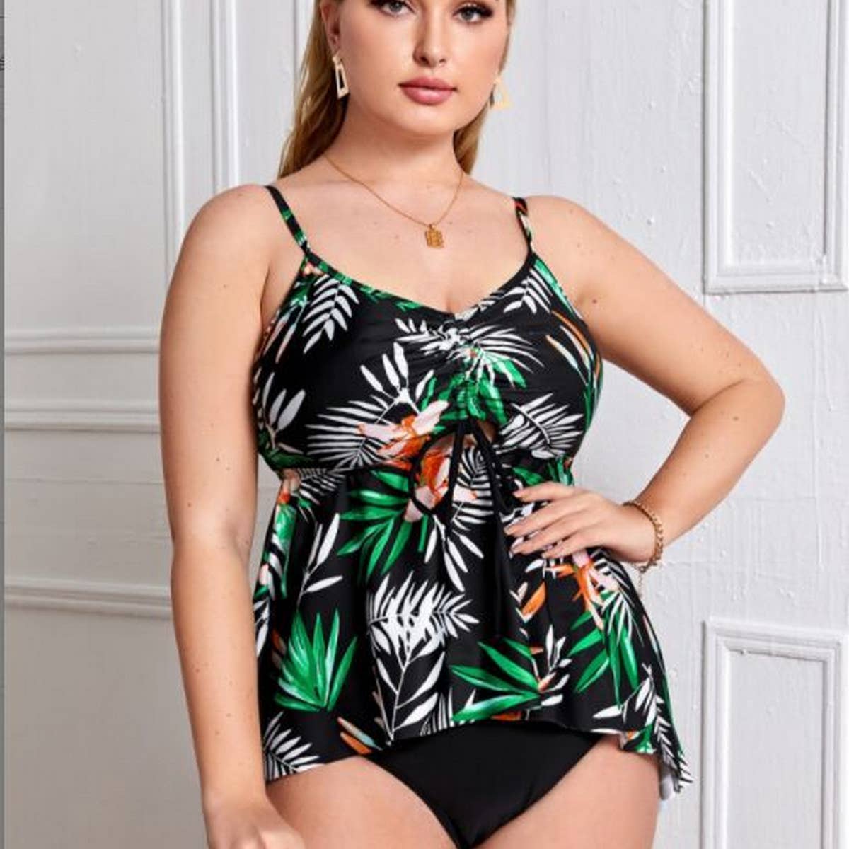SIMPLE PRINTED SPLIT BIKINI SWIMSUIT_CWMW0229