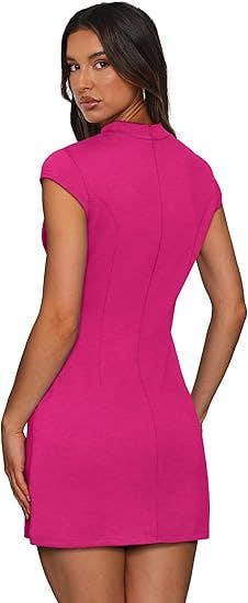 Round-neck tight-fitting short-sleeved dress