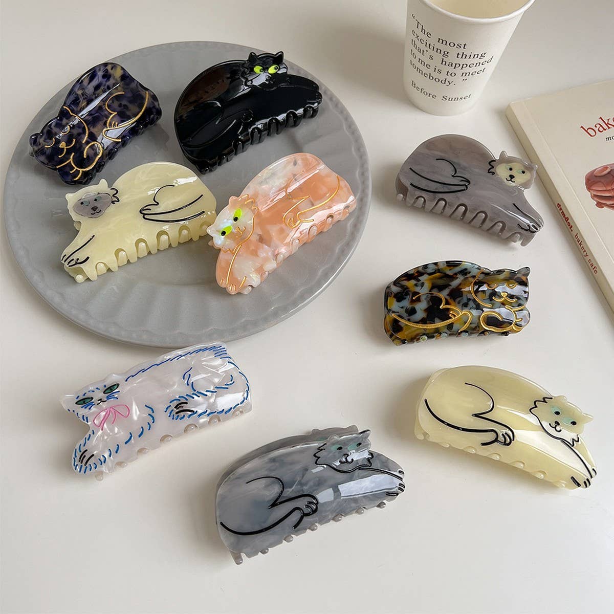 Cute Cat Acetate Hair Claw Clip for Women