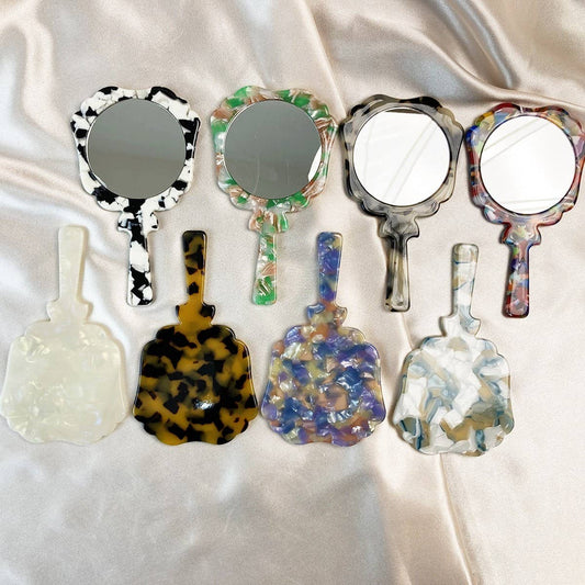 Geometric Acetate Handheld Makeup Mirror, Compact