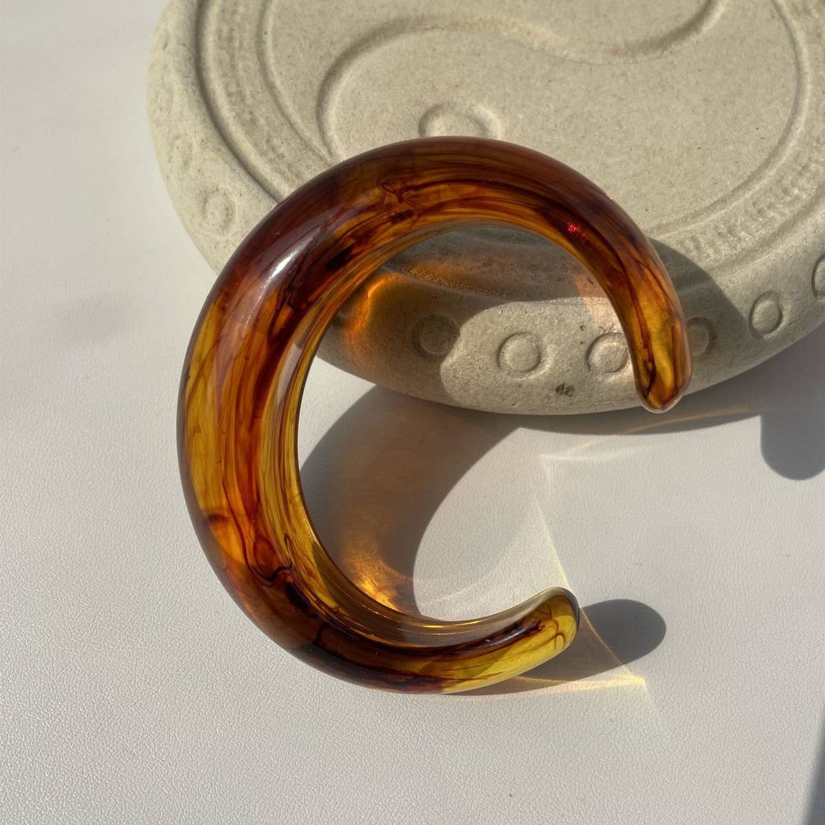 Thin Open Cuff Acrylic Bracelet for Petite Women