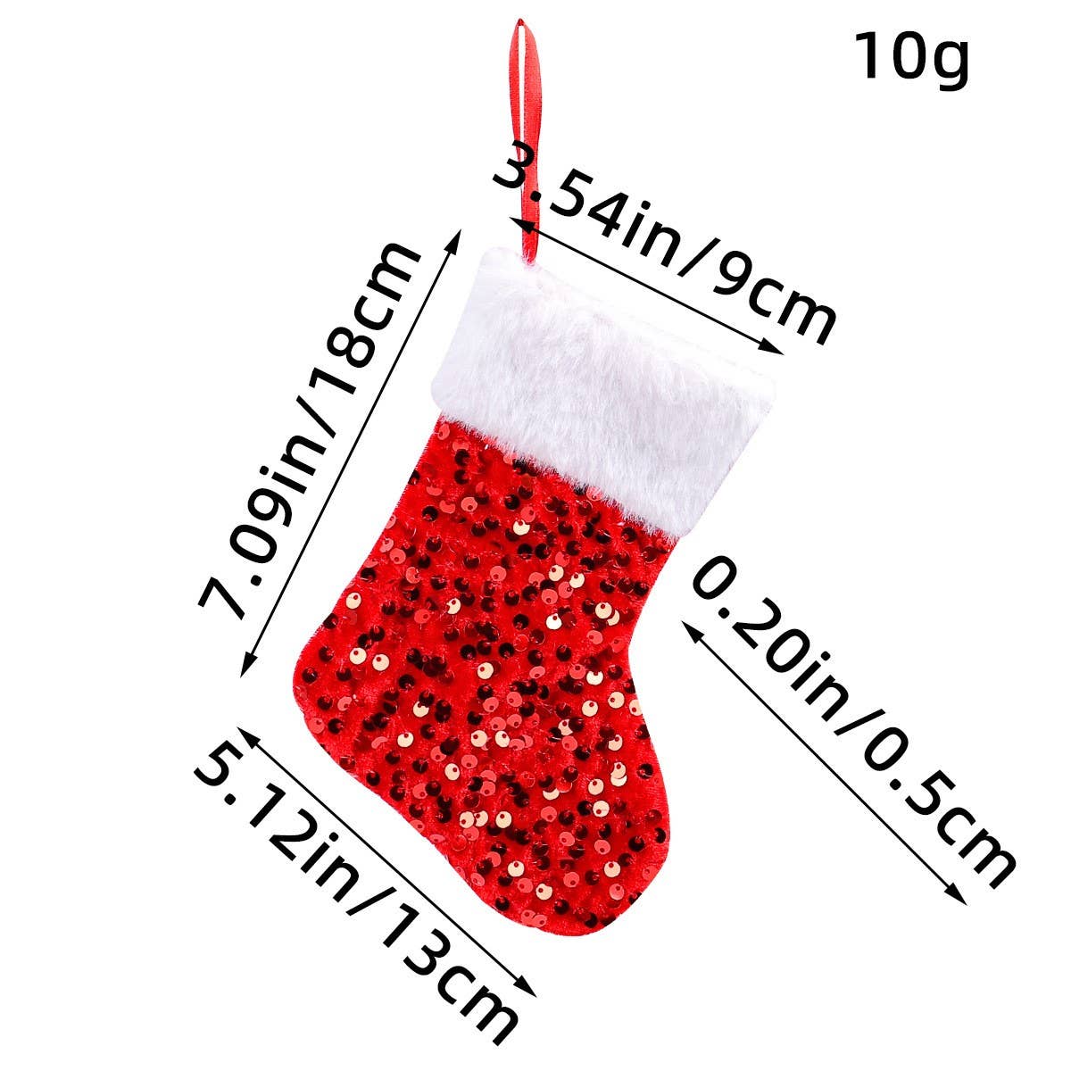NEW PLUSH WHITE EDGE SEQUINED CHRISTMAS SOCKS