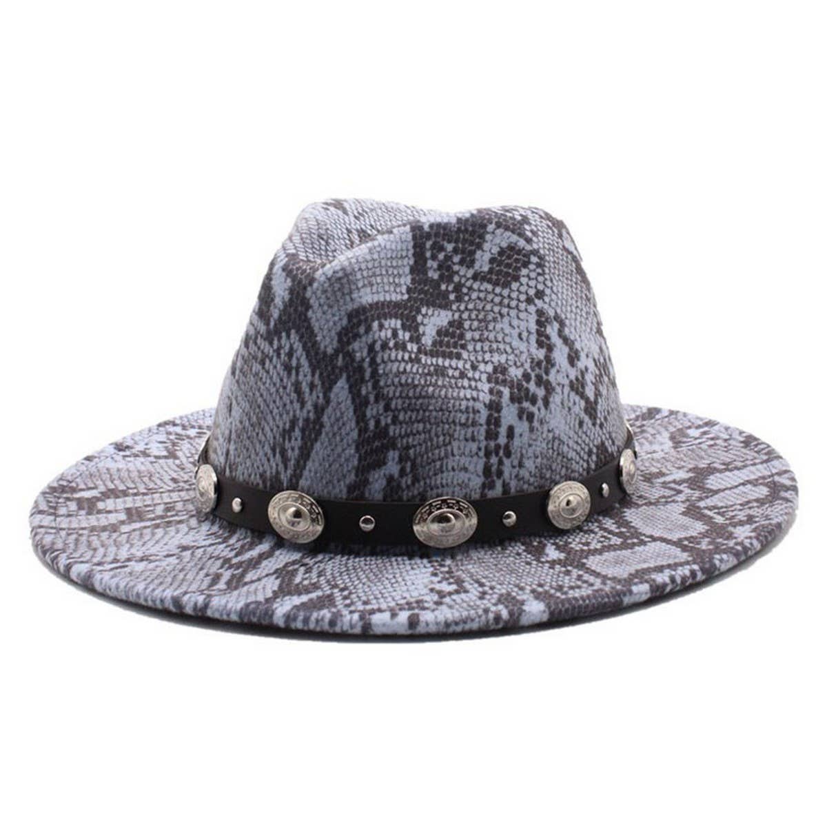 SNAKE PRINT HAT FLAT BRIM HAT JAZZ HAT WOOLEN HAT_CWAH2587