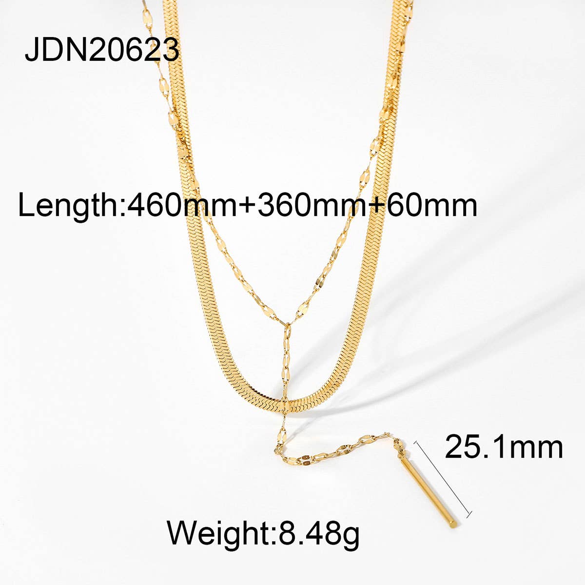 MULTILAYER GOLD PLATE STAINLESS STEEL NECKLACE