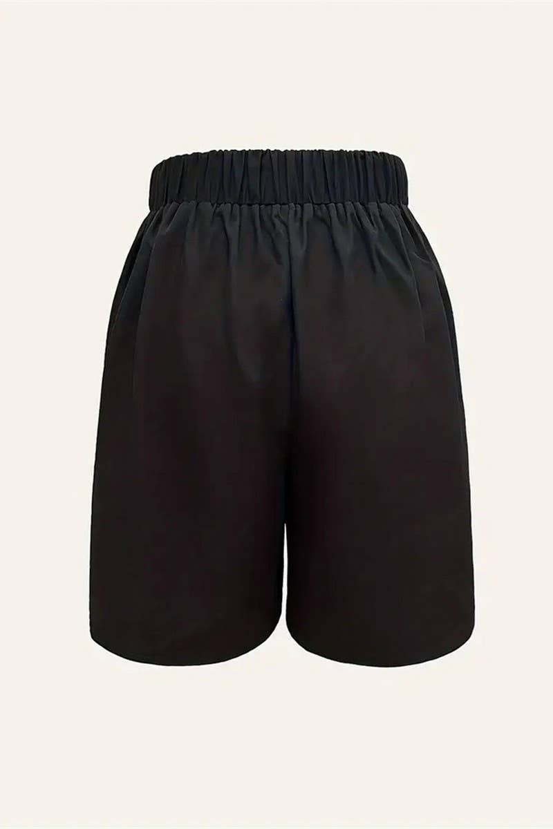 CWBSP0499_HIGH WAIST SOLID COLOR WIDE LEG CASUAL SUIT SHORTS