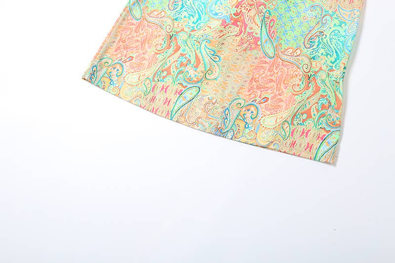 Sexy Print Splice Maxi Dress with Open Back