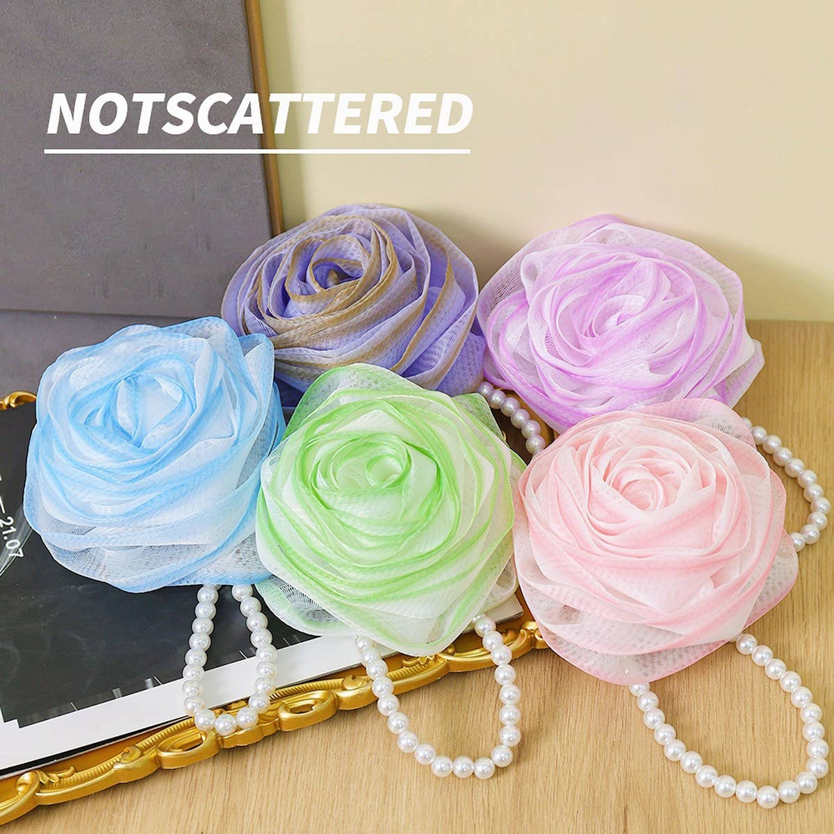 BATH POUF LARGE PEARL ROSE BATH POUF_CWMM3349