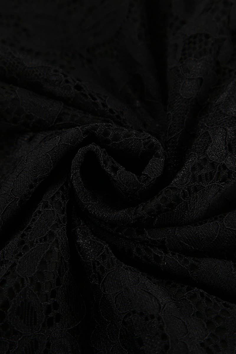 CWDMD954_SEXY LACE ONE-SHOULDER BLACK SLIM-FIT PURE DRESS