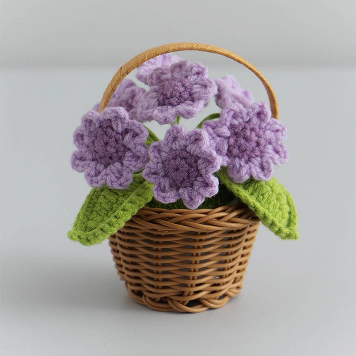 CWMM9275_CROCHETED SUNFLOWER MINI FLOWER BASKET ORNAMENTS