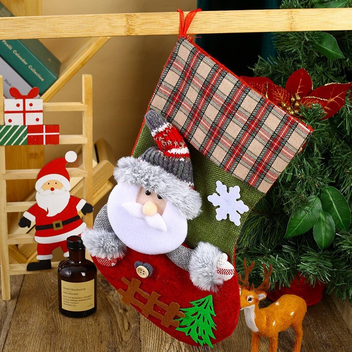 SEQUINED 3D SANTA CLAUS CHRISTMAS STOCKINGS