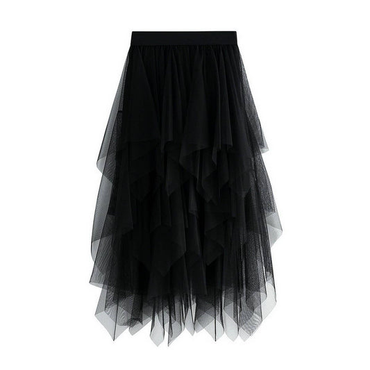 10 COLORS ELASTIC WAIST TIERED TULLE MESH SKIRT_CWBLS0396