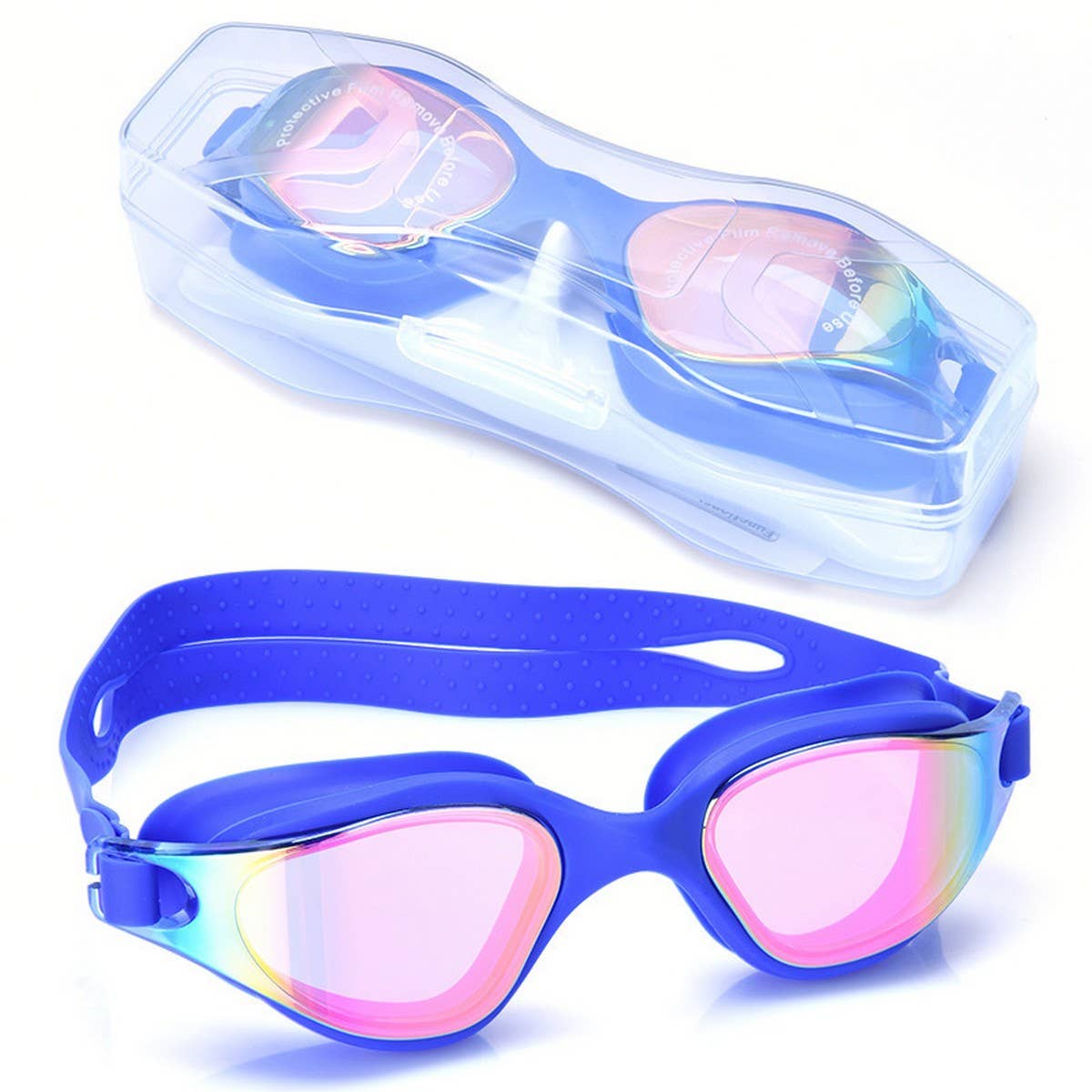 Silicone One-Piece Swim Goggles, HD Anti-Fog Lens