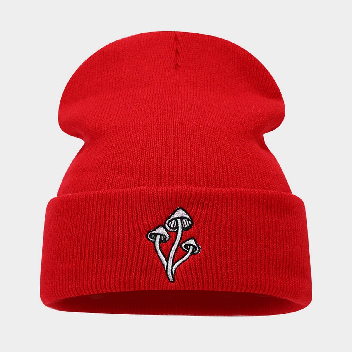 MUSHROOM EMBROIDERED KNITTED HAT SIMPLE _CWAH2089