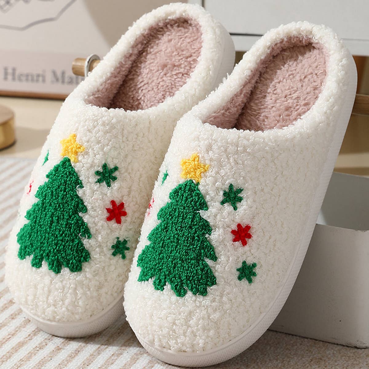 HOME CHRISTMAS TREE WARM COTTON SLIPPERS