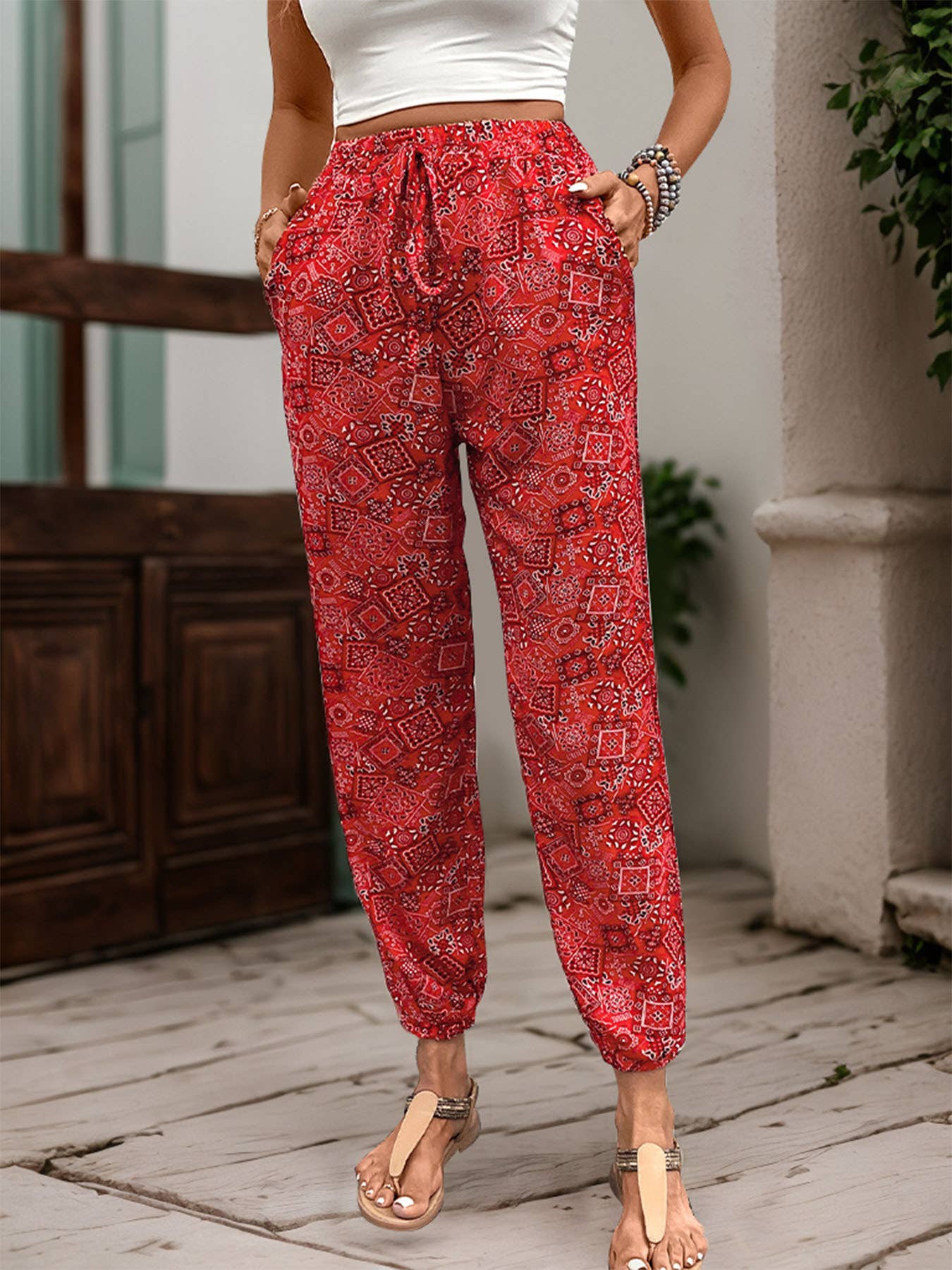 PRINTED BOHO PANTS WITH LONG LEGS