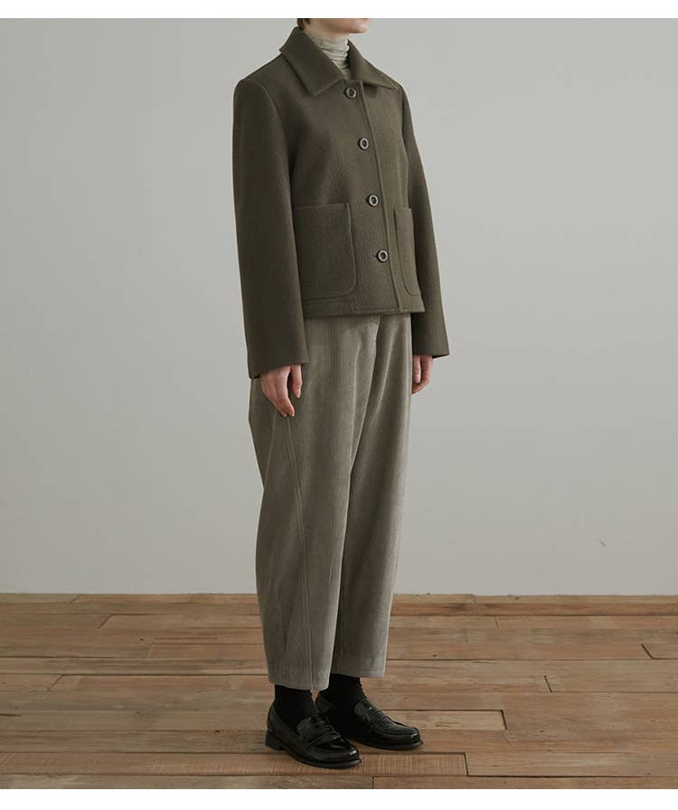 LOOSE COMFORTABLE HIGH-WAISTED CORDUROY PANTS