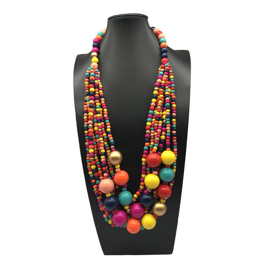 WOODEN BEADS MULTI-LAYERED COLORFUL NECKLACE_CWMM4980