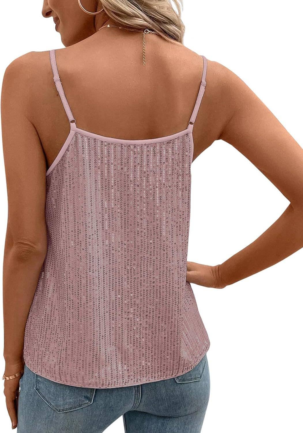 Sequined metal buckle loose halter top