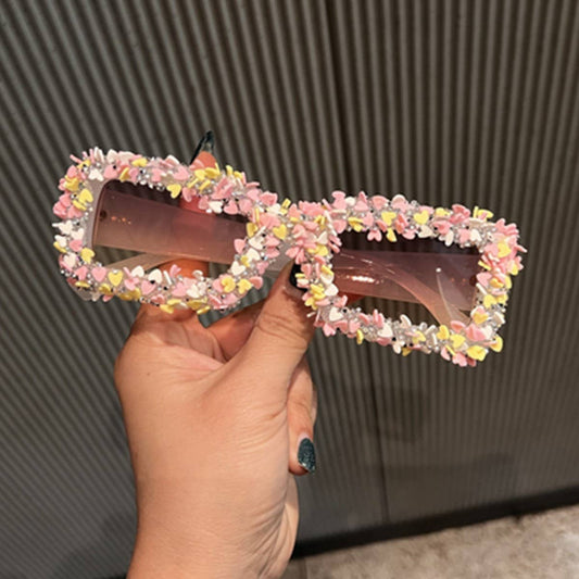 CANDY-COLORED BEACH FLOWER DECORATED SUNGLASSES_CWASG0796