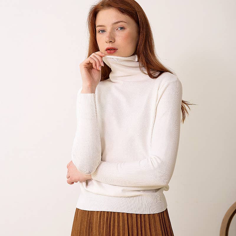 SOLID COLOR TURTLENECK KNIT STYLE ALL-IN-ONE BASE