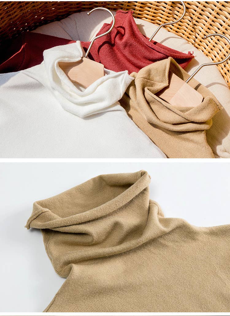 SOLID COLOR TURTLENECK KNIT STYLE ALL-IN-ONE BASE