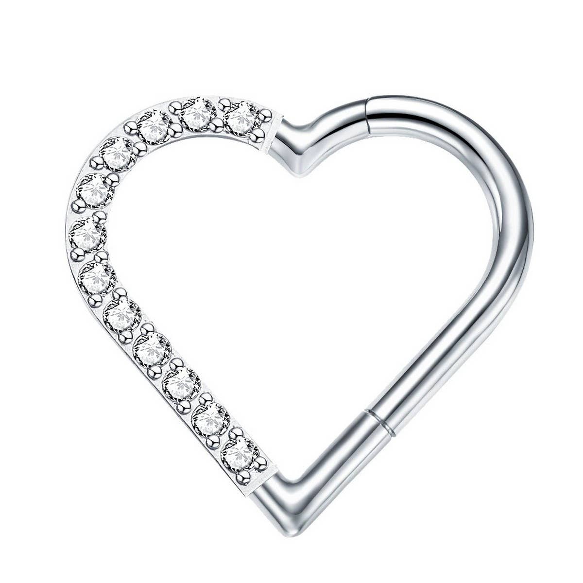 Zircon Heart Nose Stud & Hoop Stainless Steel_CWMM9518