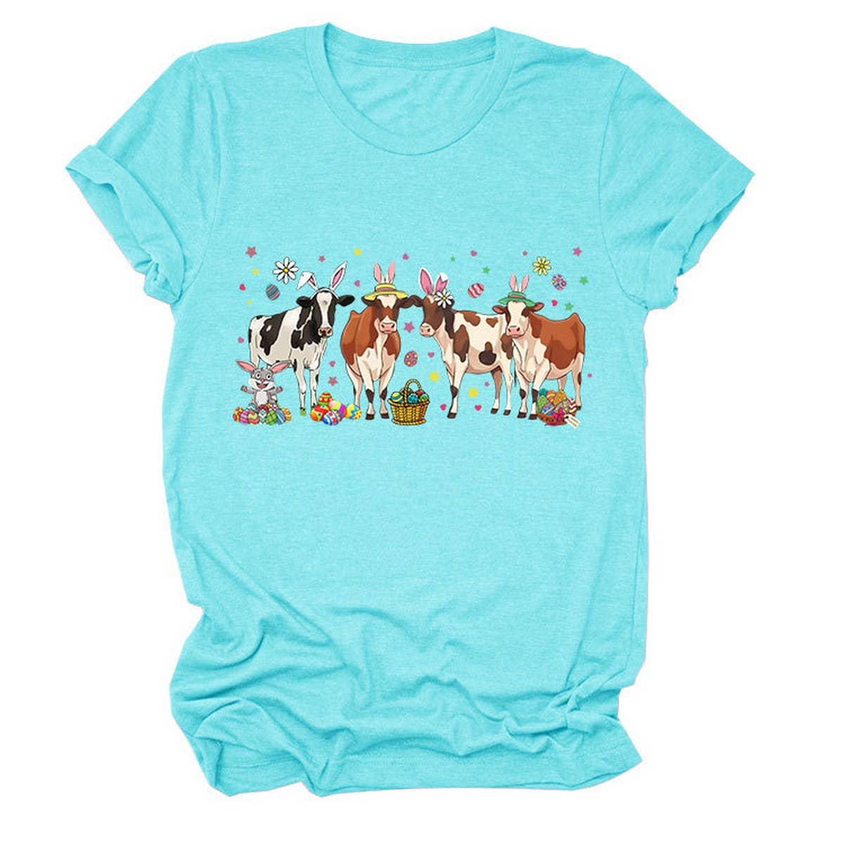 EASTER CASUAL PRINTED ROUND NECK PULLOVER T SHIRT_CWTTS0803