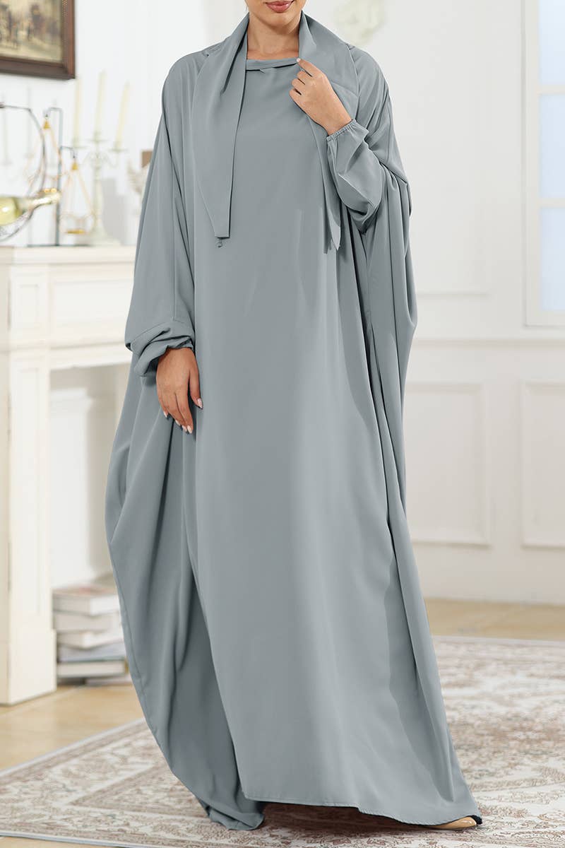 CWDMD5314_SOLID COLOR ROBE WITH STRAPS LOOSE DRESS