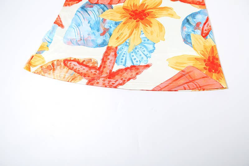 Sexy Tie Front Printed Bikini Three-Piece Set