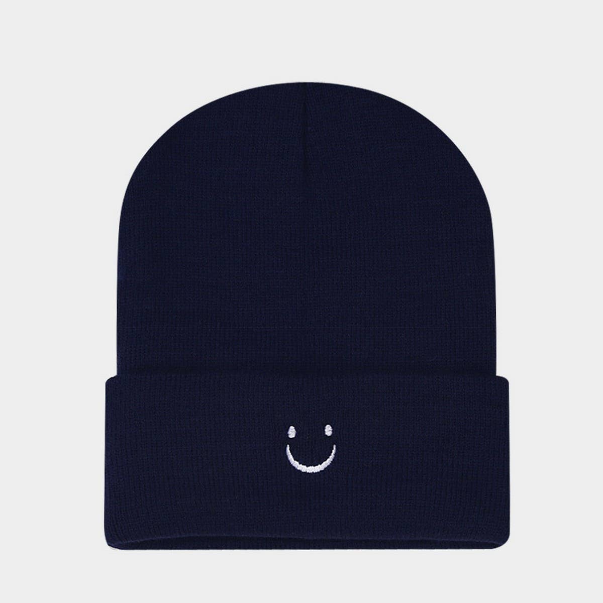 LITTLE SMILEY FACE SIMPLE EMBROIDERED KNITTED HAT_CWAH2070