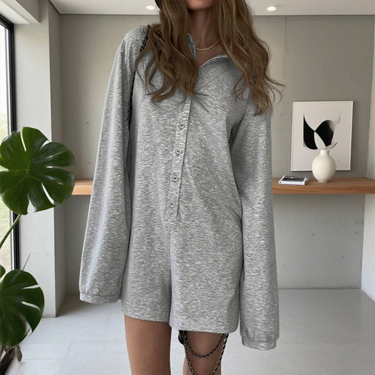 Simple style solid-color casual jumpsuit