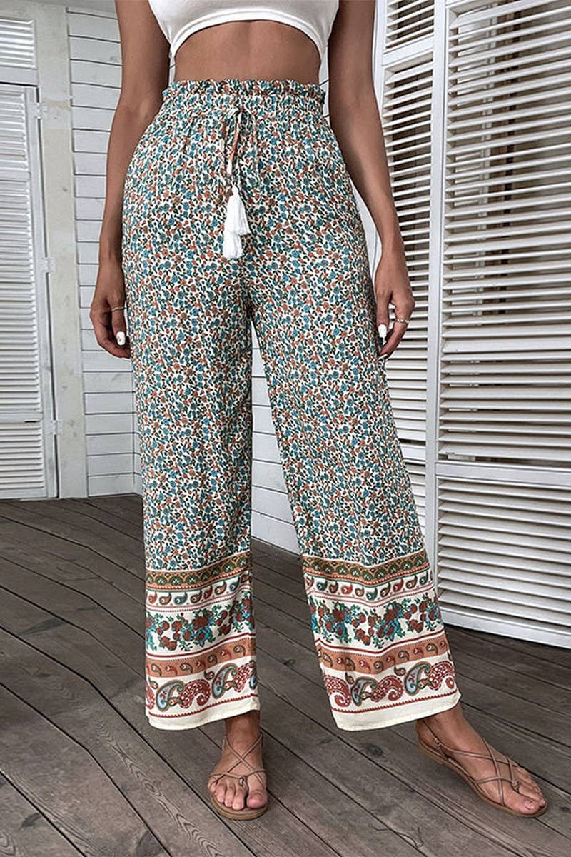 RETRO PRINTED LOOSE LEG PANTS_CWBLP0484