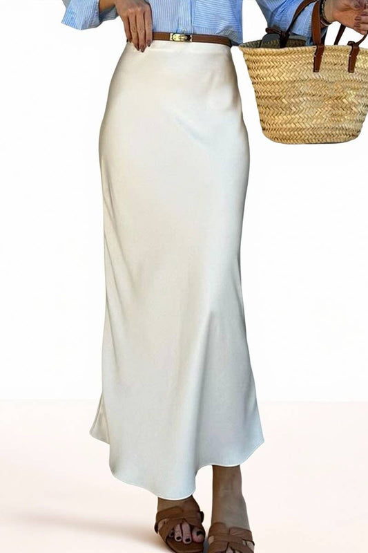 CWBLS00704_SOLID COLOR SATIN HIGH WAIST HIP SKIRT