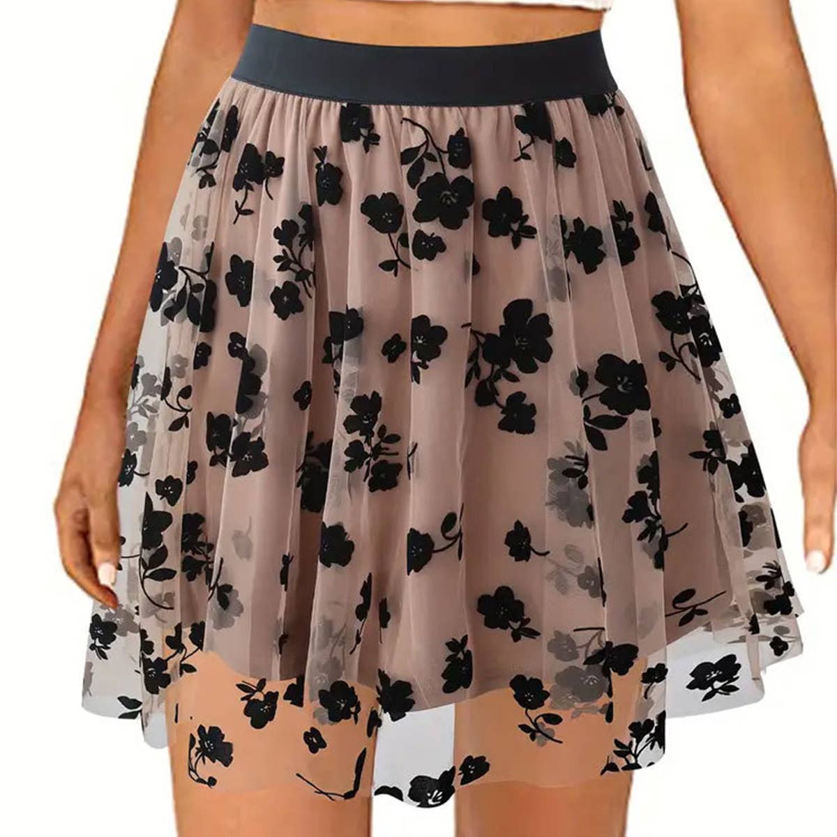 Flocking gauze half skirt_CWBSS0168