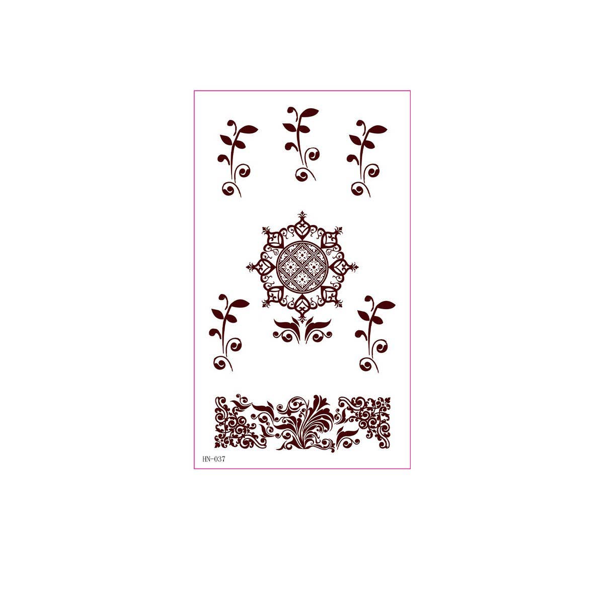 Realistic Brown Henna Tattoo Stickers Waterproof_CWMM8347