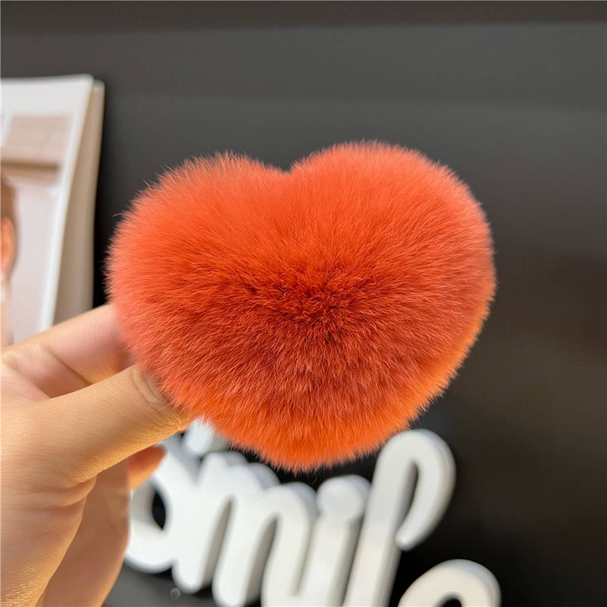 Cute Rex Rabbit Heart Hair Clip - Fluffy BB Pin