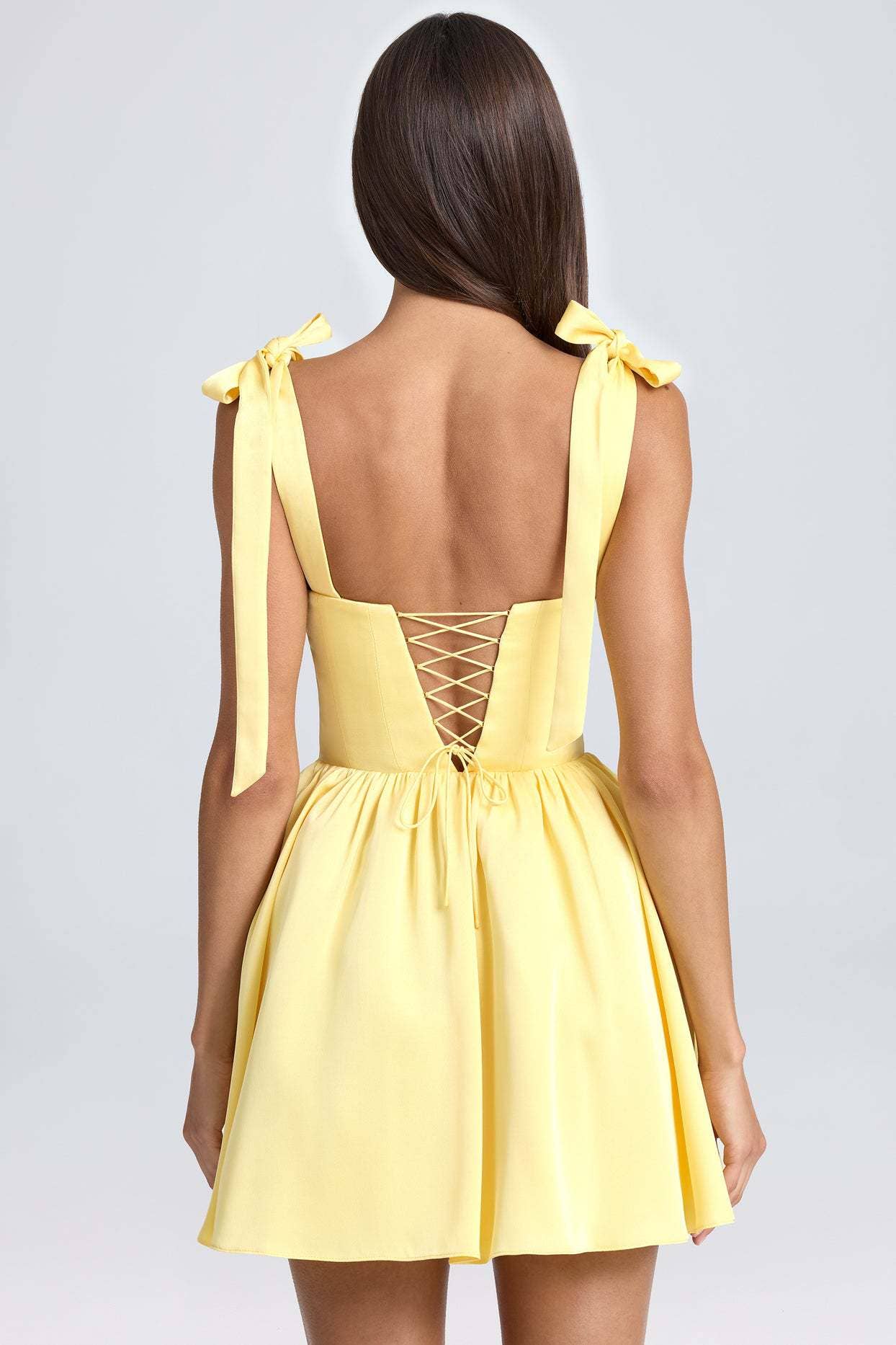 Stylish square neck high waist halter dress