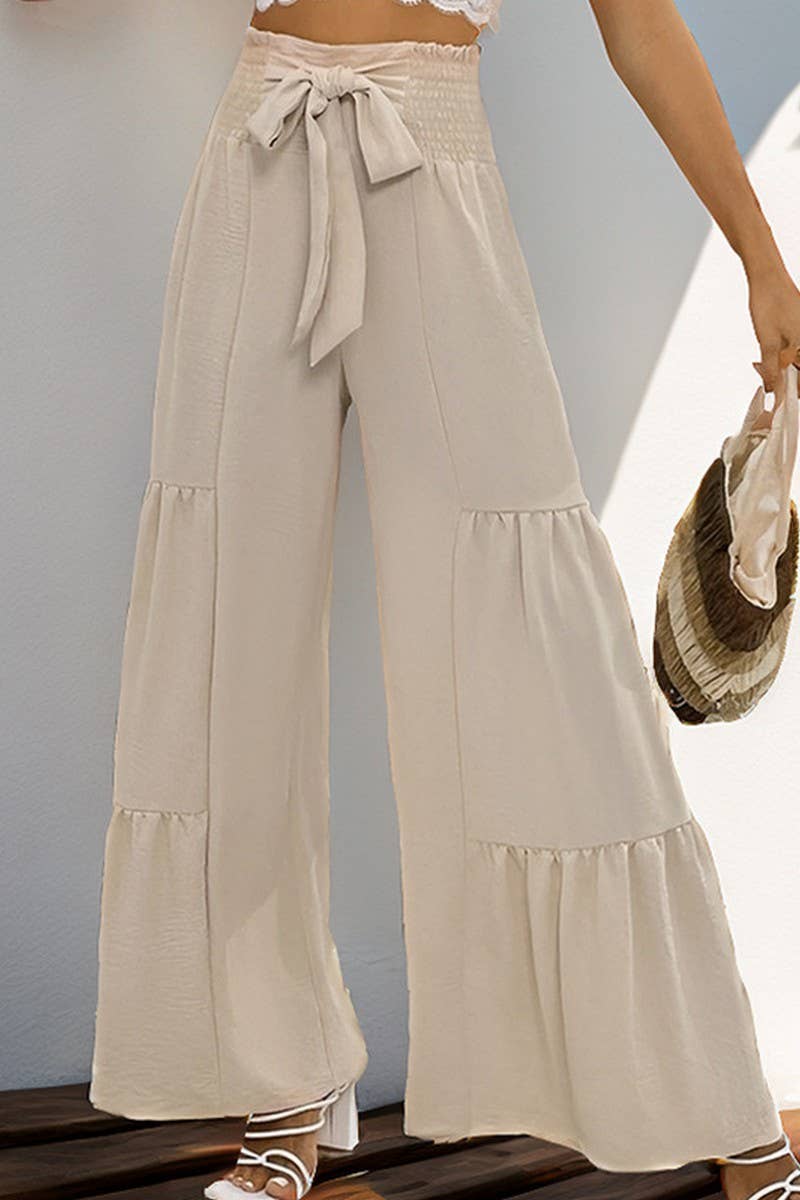 CWBLP1068_ELASTIC HIGH WAIST FLARED WIDE LEG PANTS