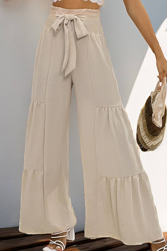 CWBLP1068_ELASTIC HIGH WAIST FLARED WIDE LEG PANTS