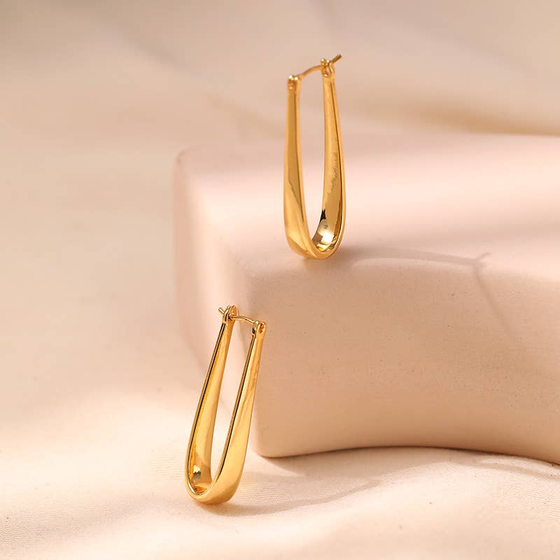 Metallic texture oval teardrop earrings
