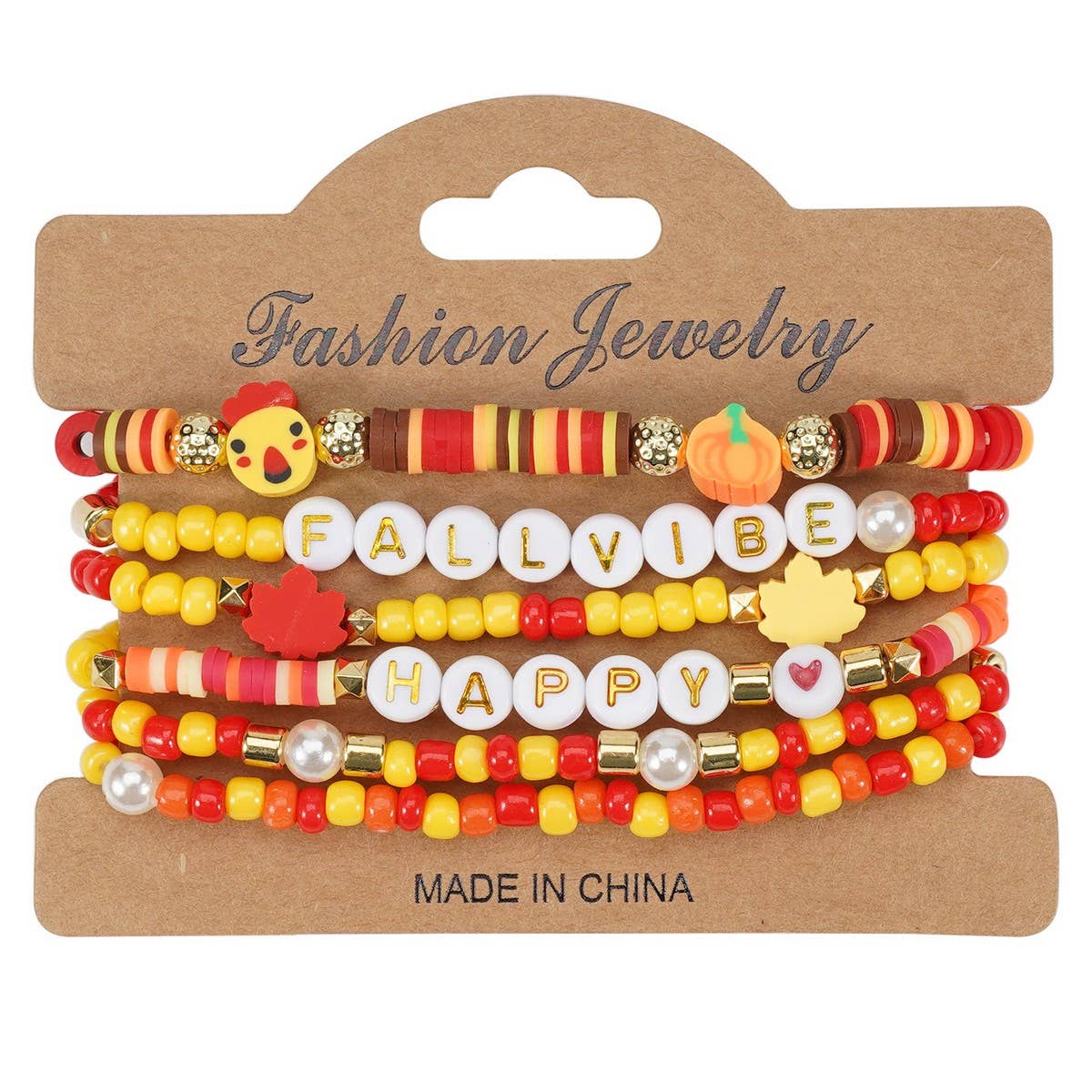 CWAJE05697_THANKSGIVING PUMPKIN MAPLE LEAF TURKEY BRACELET