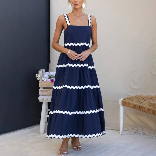 SIMPLE SEXY RIPPLE TOP OVERSIZED SWING SLIP DRESS