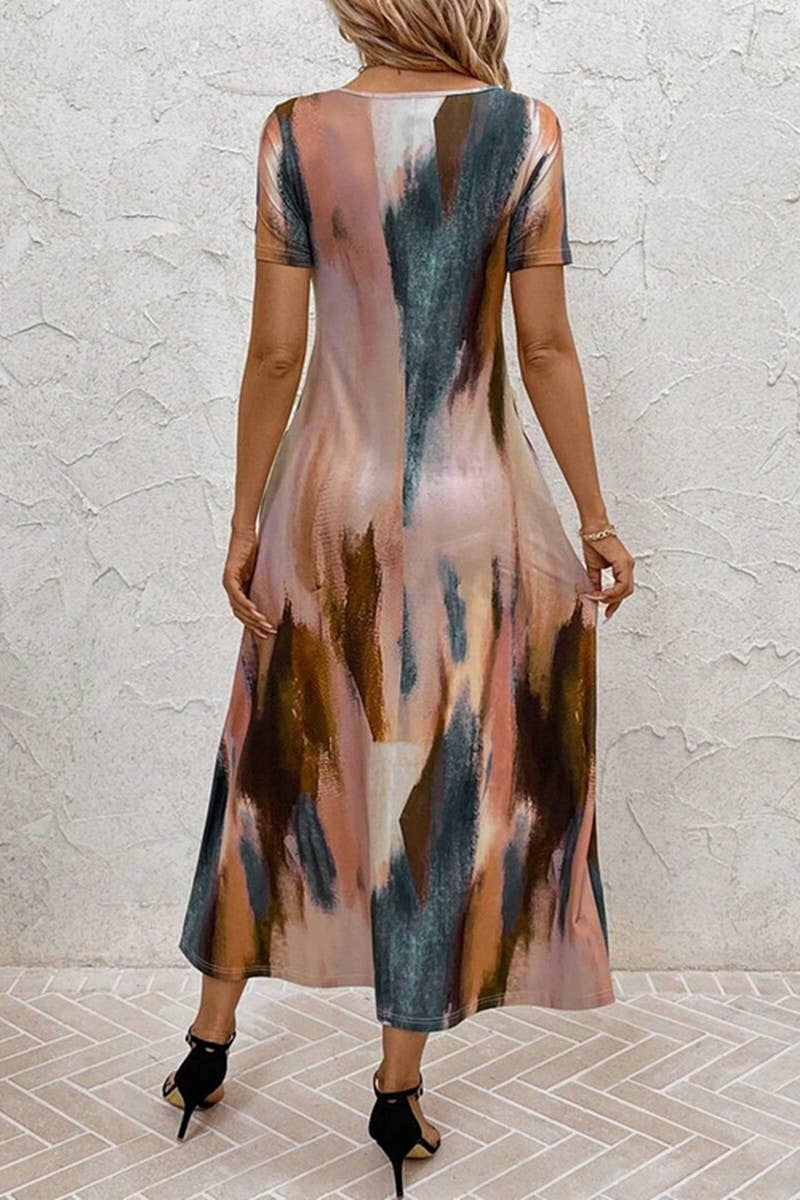 CWDMD5713_SUMMER TEMPERAMENT WAIST SHORT SLEEVE DRESS