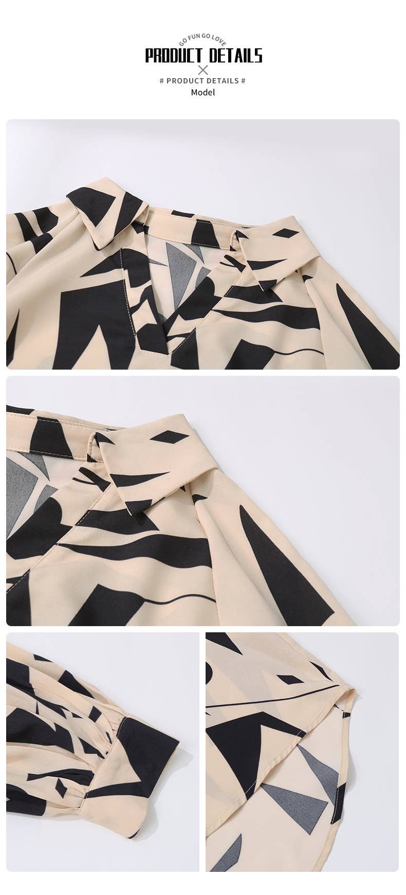 Draping geometric print long-sleeved shirt