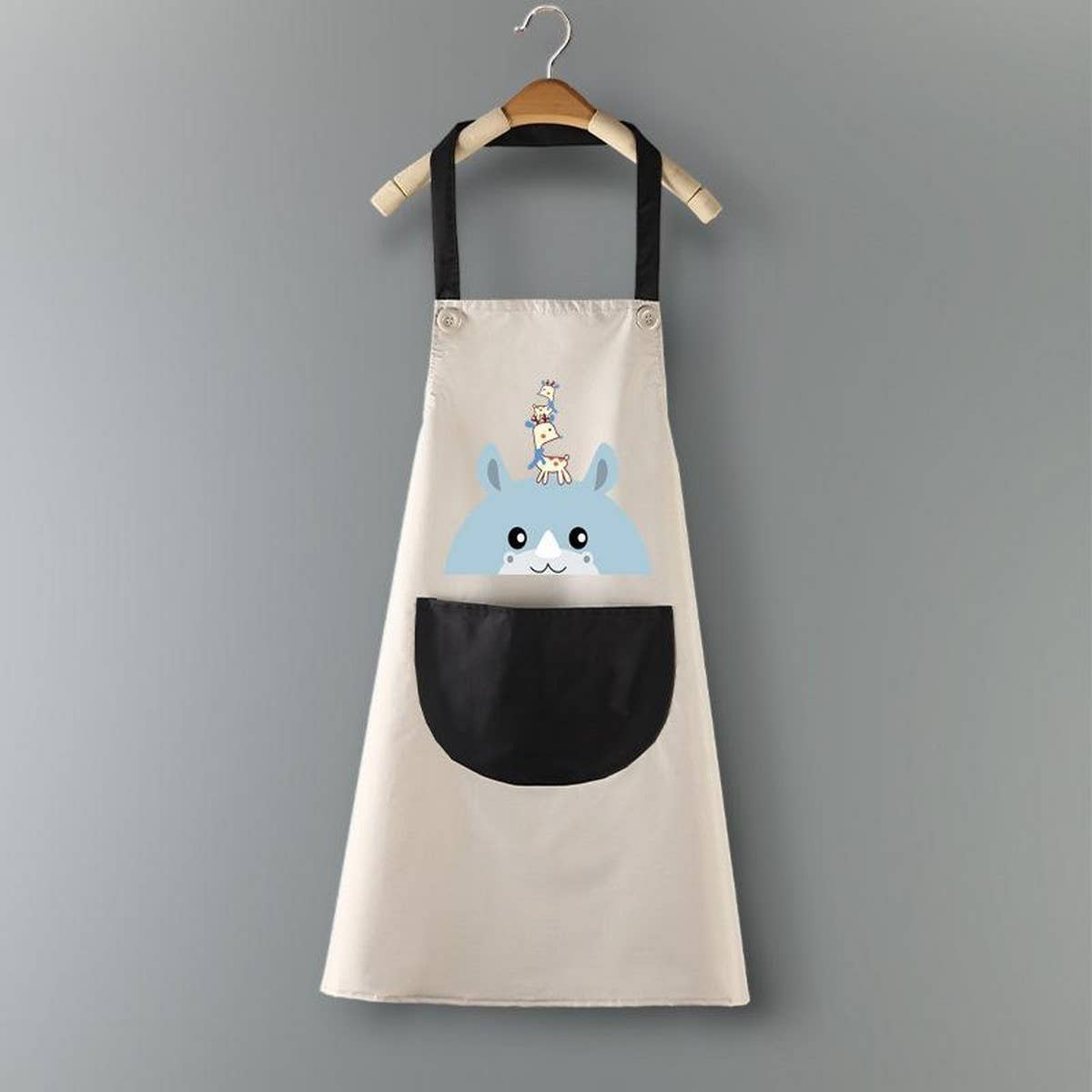 Deer head print Summer Thin Apron with pockets