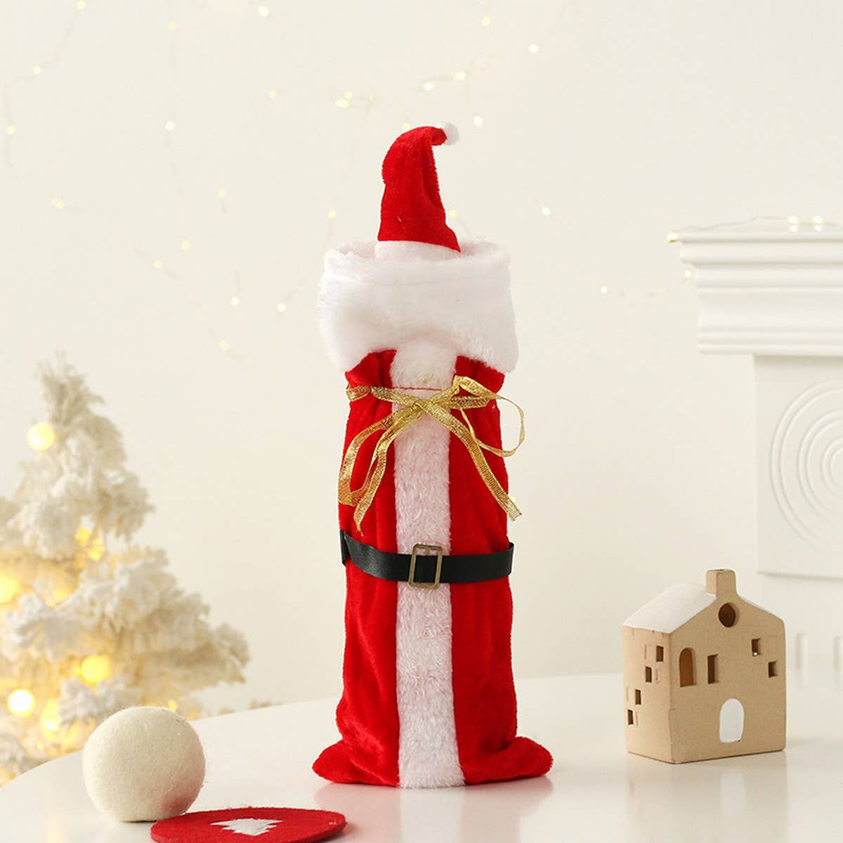 CWMM9636_CHRISTMAS RESTAURANT DRAWSTRING WINE BOTTLE HOLDER