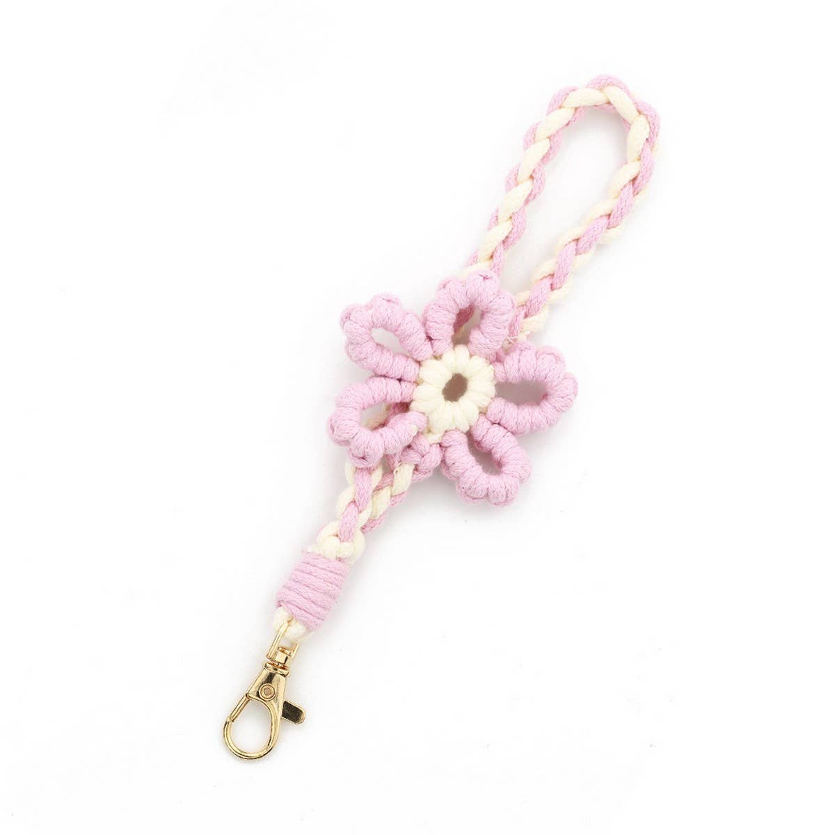 Handmade Colorful Wrist Strap Keychain with Flower_CWAB5024