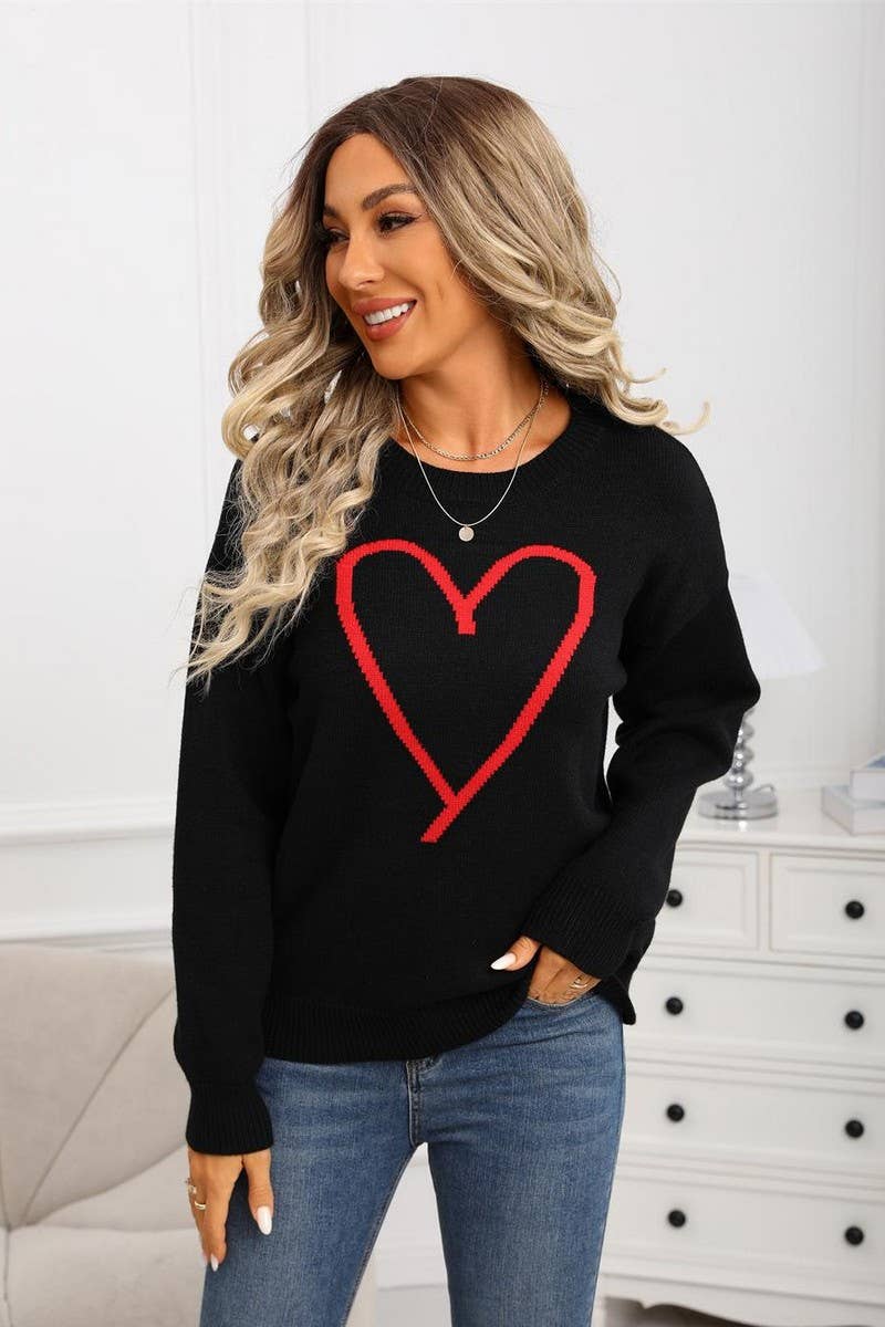 CWOSWL07589_HEART JACQUARD VALENTINE'S DAY KNIT TOP