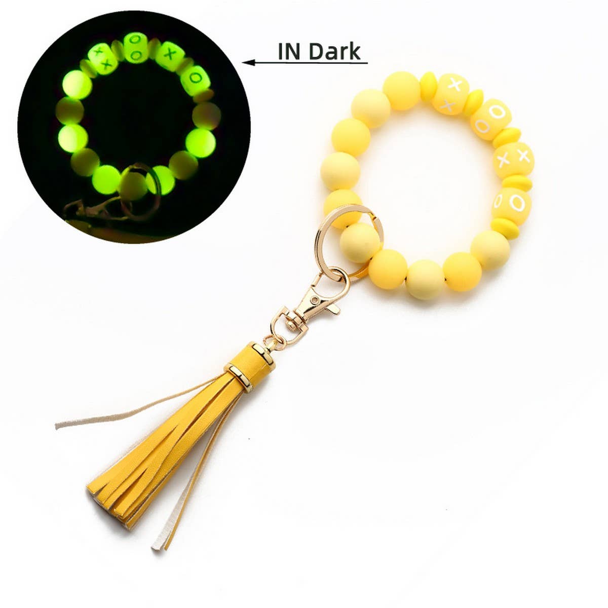 Glow-in-the-Dark Wristband with Tassel Keychain