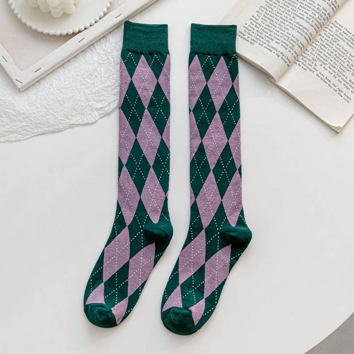 NEW LARGE DIAMOND RETRO MID-TUBE SOCKS